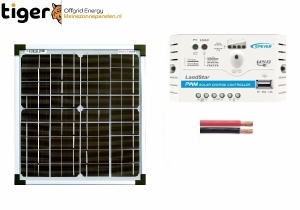 20 Watt Zonnepaneel Set Monokristal 370x345 mm