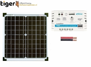 20 Watt Zonnepaneel Set Monokristal 370x345mm