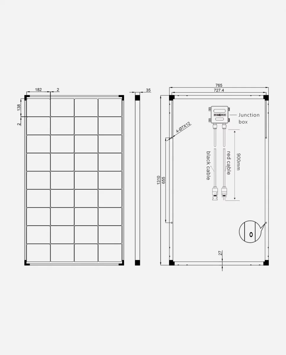 210 Watt Zonnepaneel 10BB PERC Monokristal afm: 1310x765 mm.