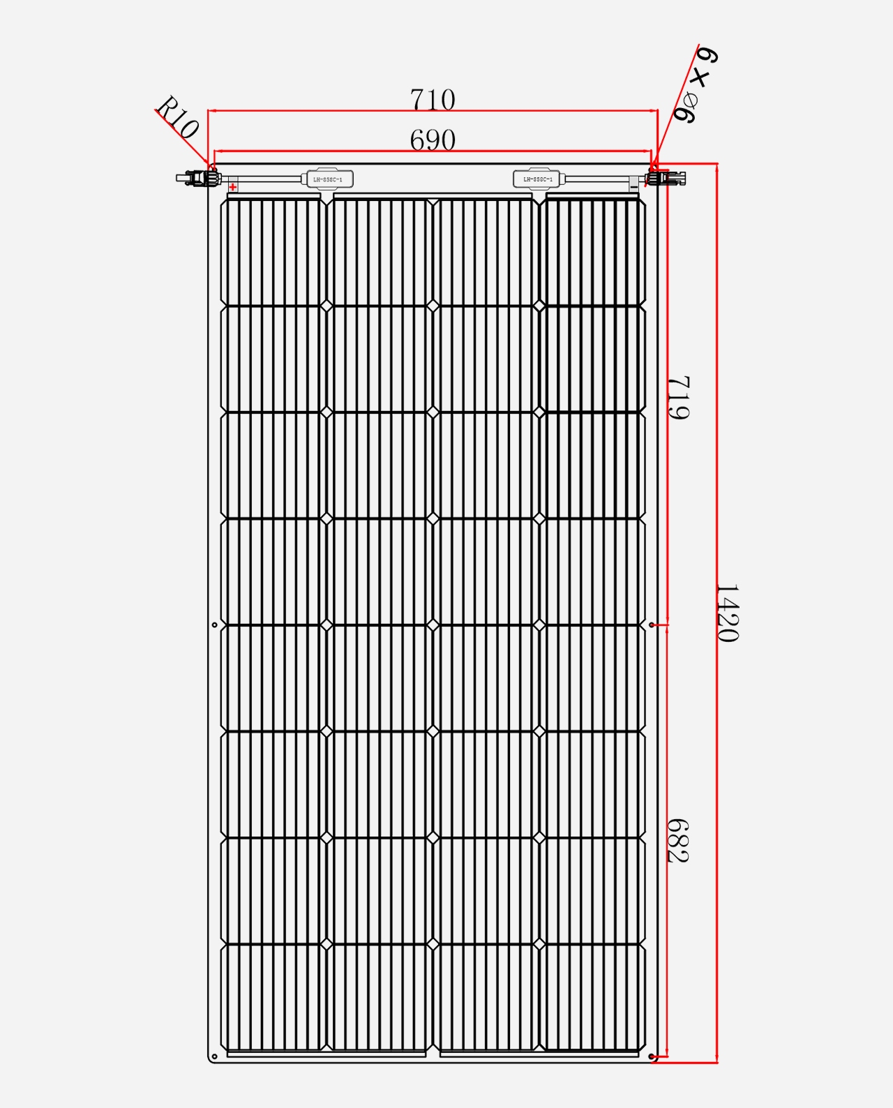 200 Watt Marine PERC 9BB Flexibel Zonnepaneel 1420x710 mm (beschikbaar in week: 30)