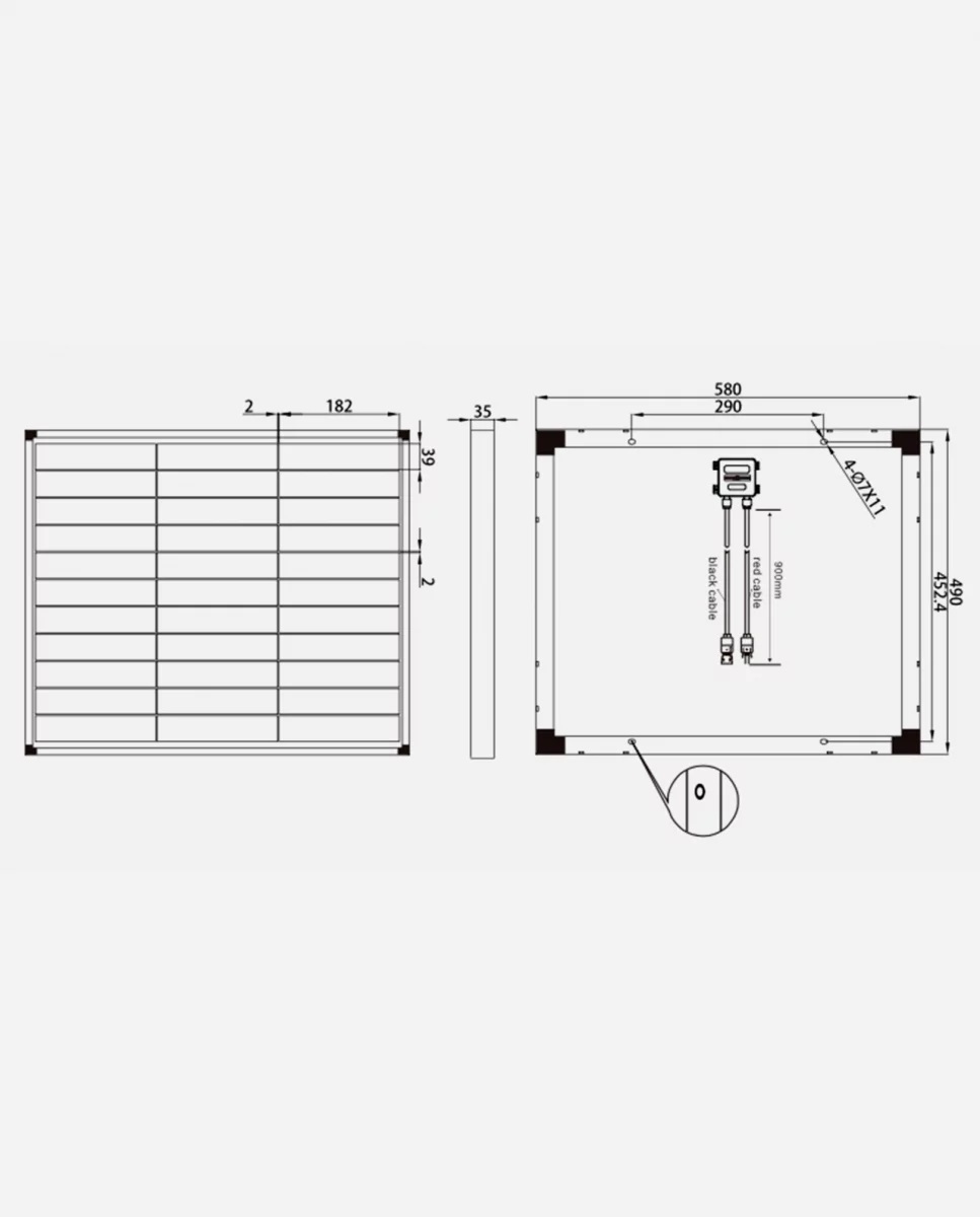 50 Watt Zonnepaneel 10BB PERC Monokristal afm: 580x490 mm. (beschikbaar in week: 38)