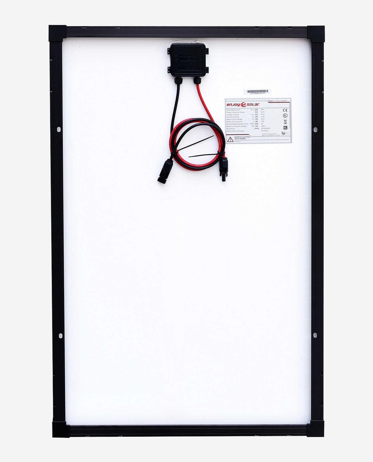 100 Watt 36V Zonnepaneel 10BB PERC Monokristal afm: 925x580 mm. (Pre-order: Verwacht in week: 4)