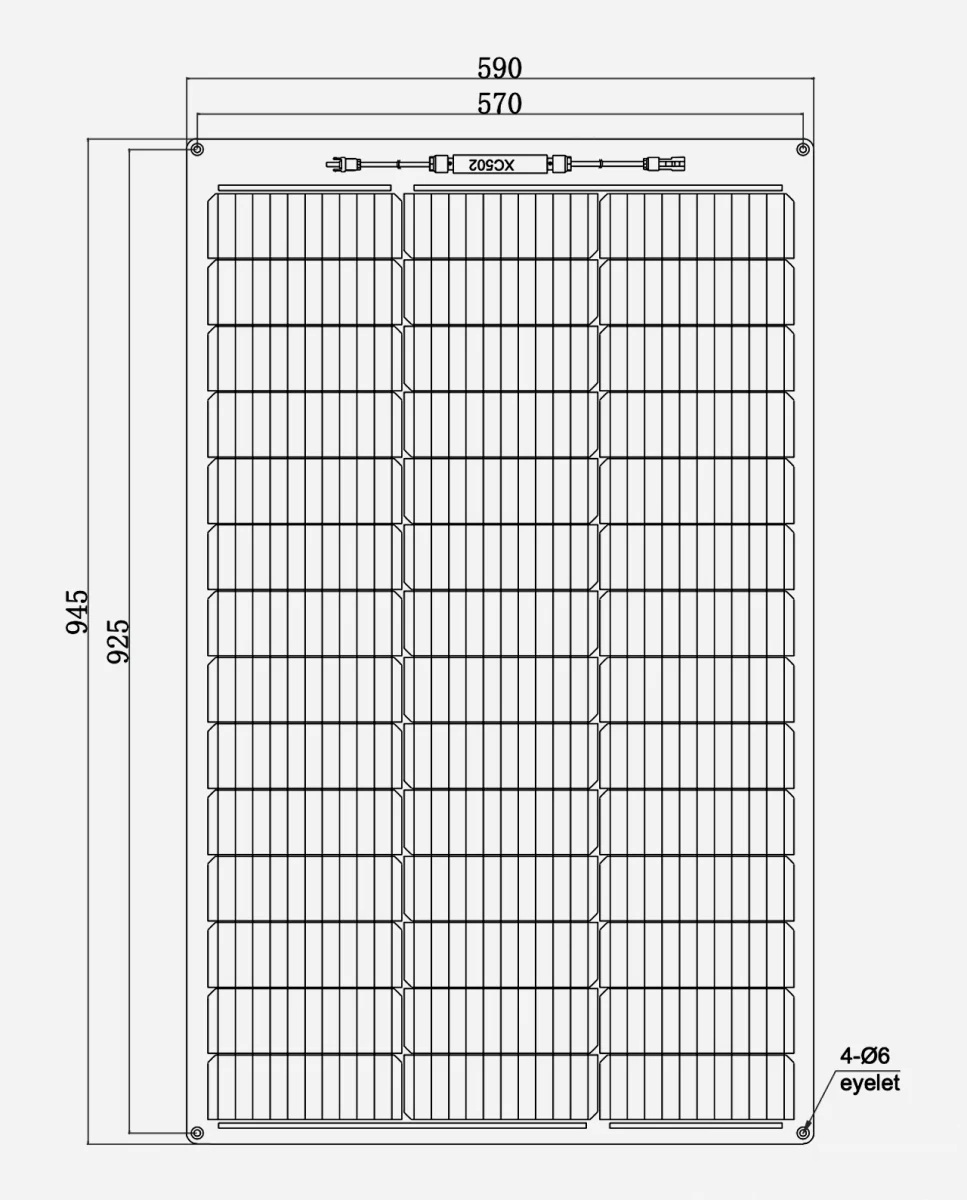 100 Watt Marine PERC 10BB Flexibel Zonnepaneel Monokristal 945x590 mm.