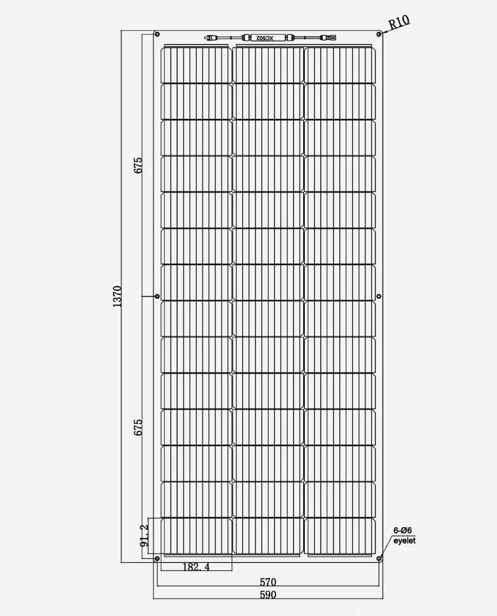 150 Watt Marine PERC 10BB Flexibel Zonnepaneel Monokristal 1370x580 mm