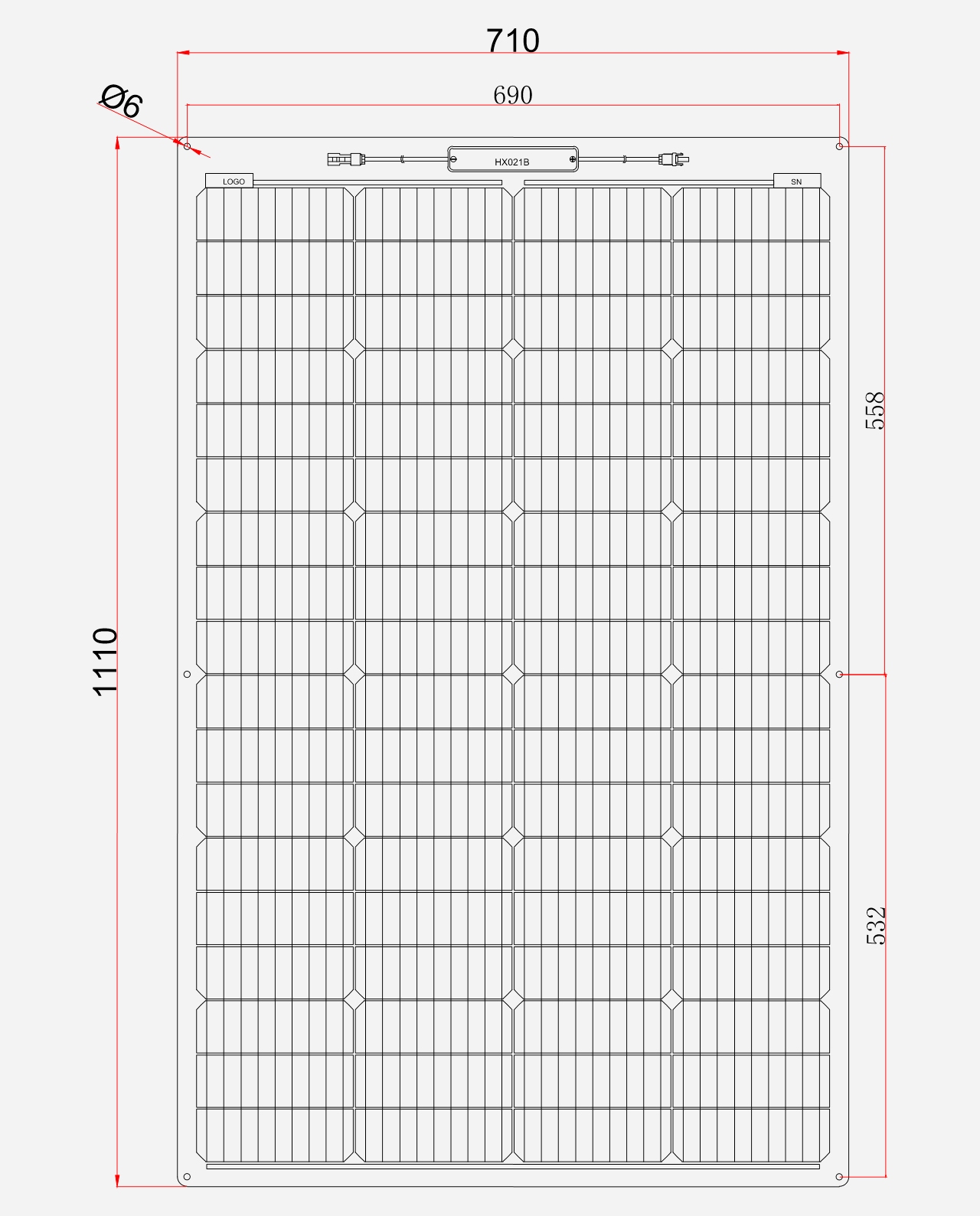 150 Watt Marine PERC 9BB Flexibel Zonnepaneel 1110x710 mm