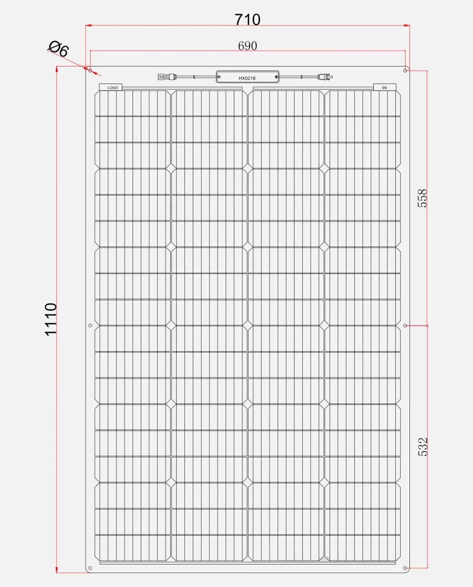 150 Watt Marine PERC 9BB Flexibel Zonnepaneel Monokristal 1110x710 mm. (verwacht week 35)