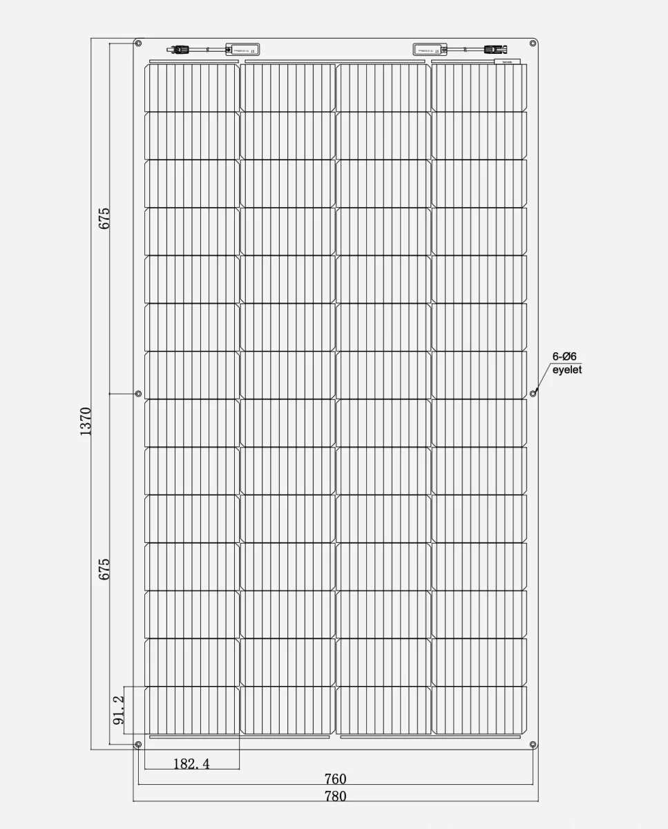 200 Watt Marine PERC 11BB Flexibel Zonnepaneel Monokristal 1370x780 mm.