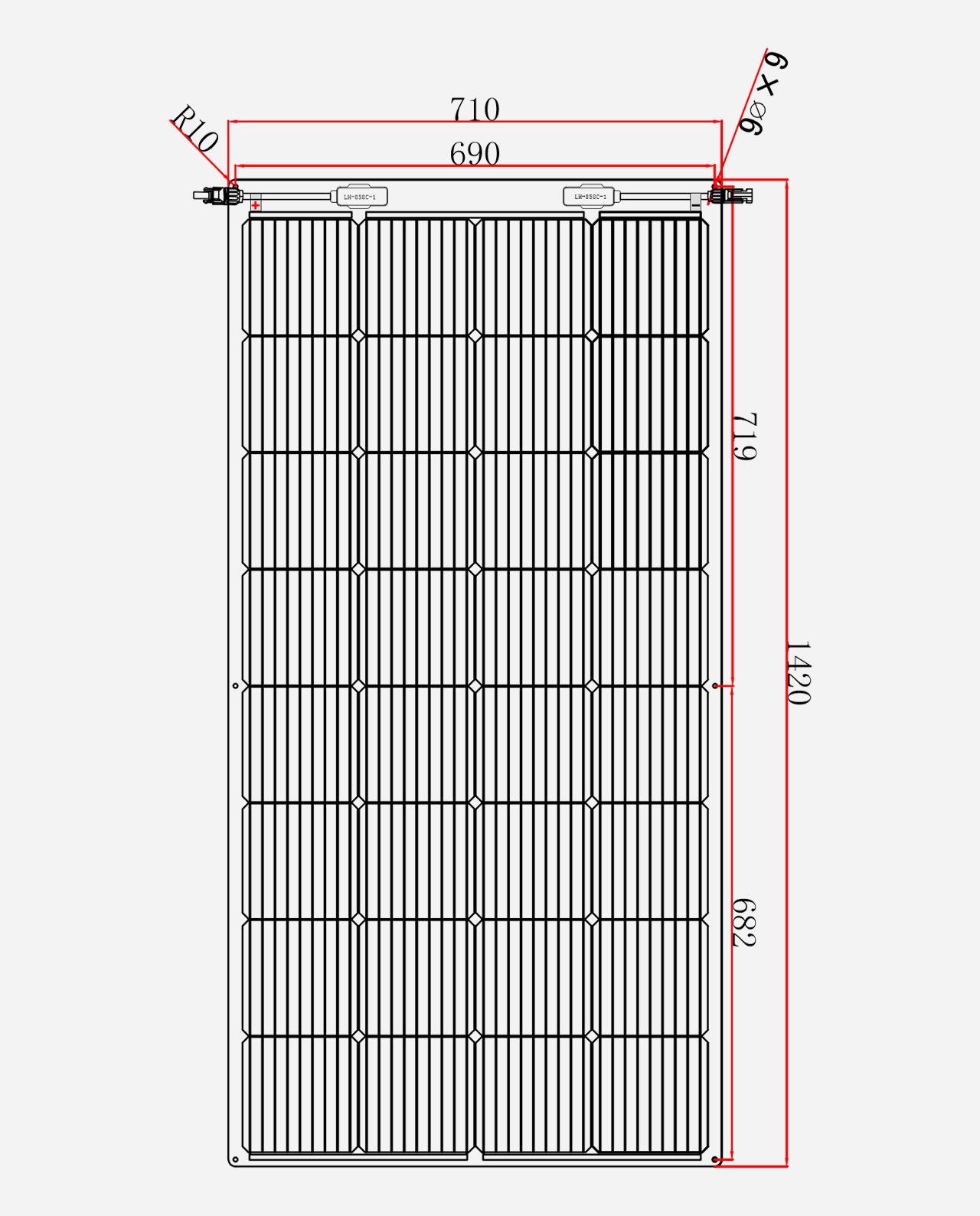 200 Watt Marine PERC 9BB Flexibel Zonnepaneel 1420x710 mm