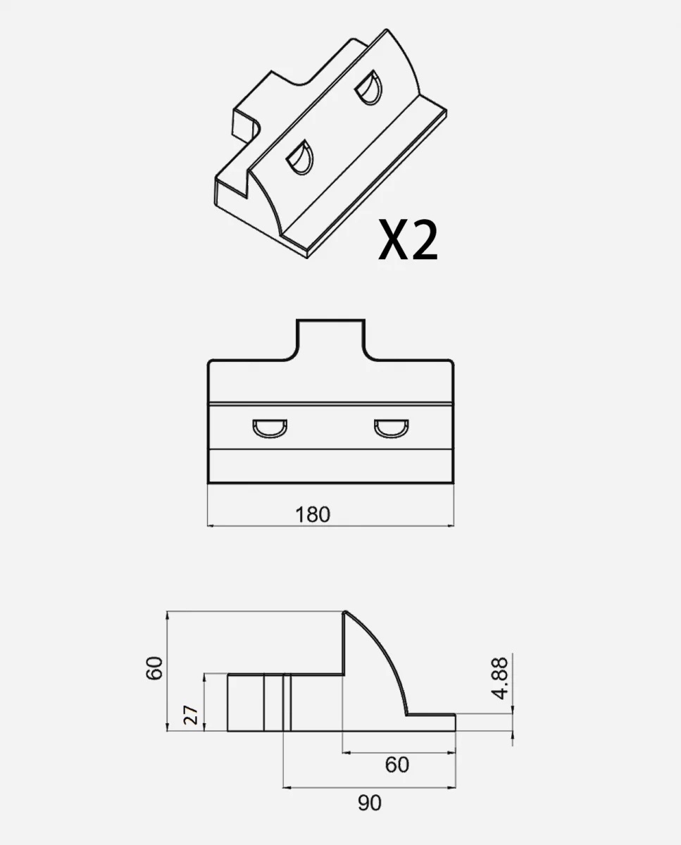 ABS Kunststof Middensteunen 180 mm Wit (set 2 stuks) ES180/W