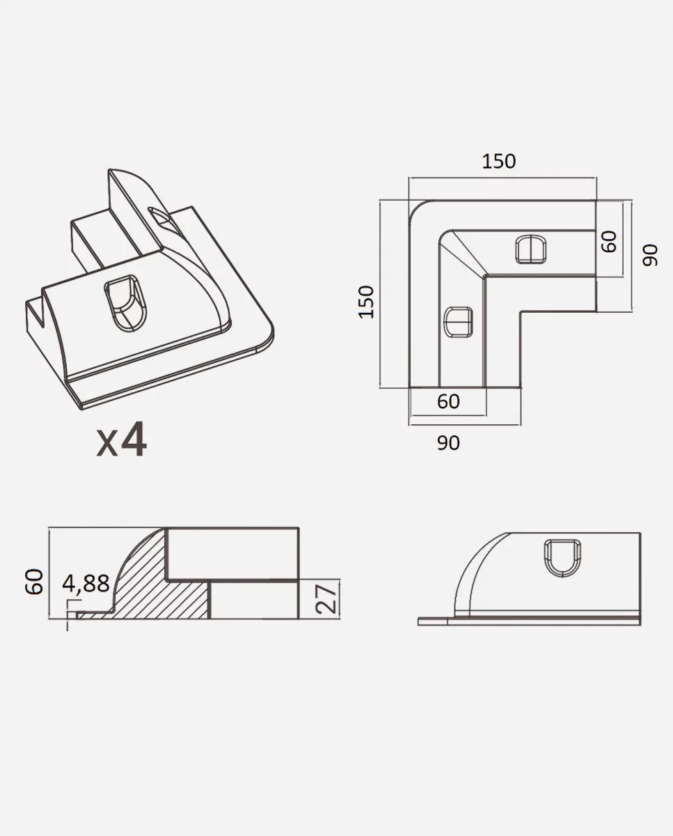 ABS Kunststof Montageset Compleet Zwart (set 7 stuks) ES7/Z