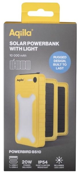 Aqiila Powerbird BS10 Solar-Powerbank 6 Watt Solarpanel 10.000mAh 37Wh