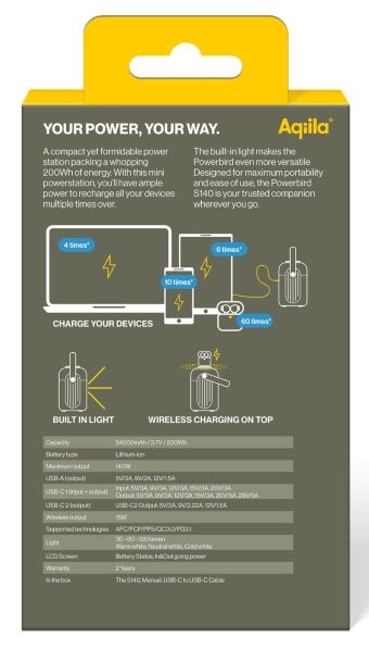 Aqiila Powerbird S140 Mini Power Station 54.000mAh 200Wh (0,2kWh)