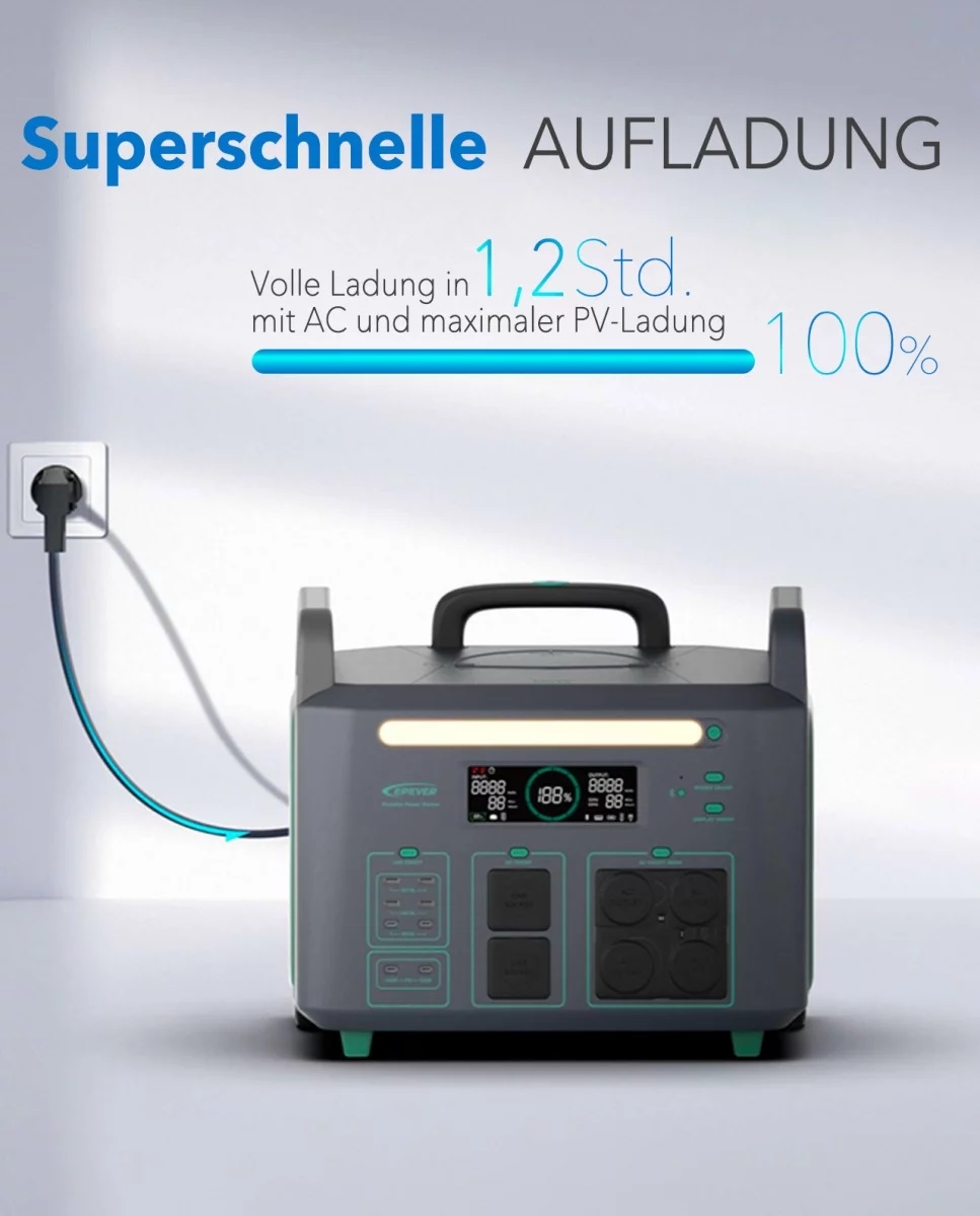 EPEVER® ATZ3600EU Powerstation 3600W, 2048Wh (2,0kWh) AC Stopcontact 230V 3600W (5400W piek)