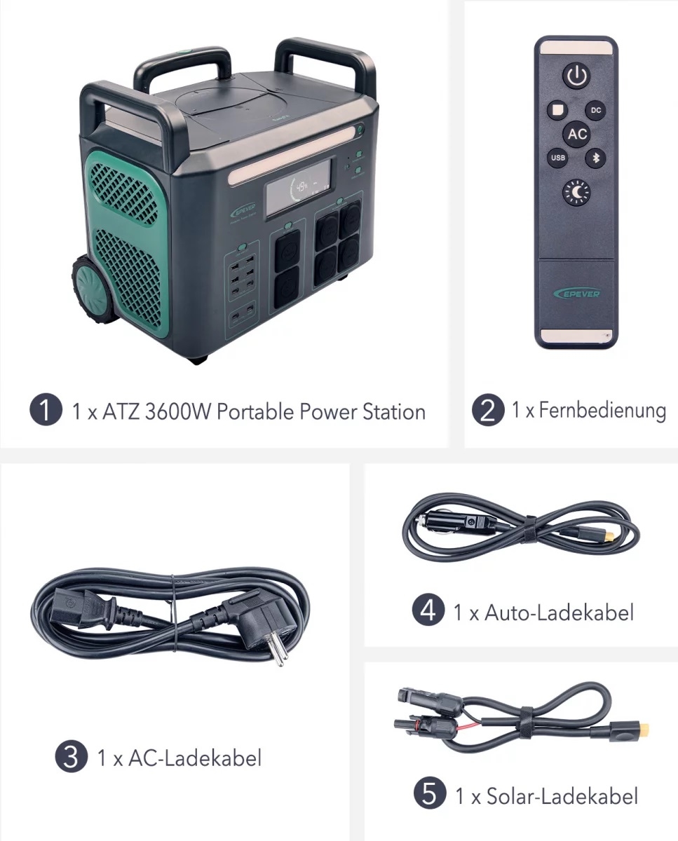 EPEVER® ATZ3600EU Powerstation 3600W, 2048Wh (2,0kWh) AC Stopcontact 230V 3600W (5400W piek)