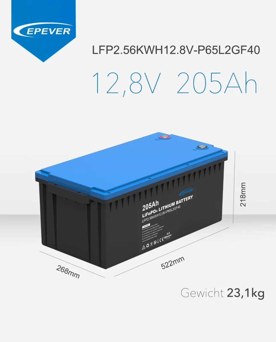 EPEVER® LiFePO4 Batterij Geïntegreerde BMS, Bluetooth, APP, Heating Module 12,8V 205Ah 2.624Wh
