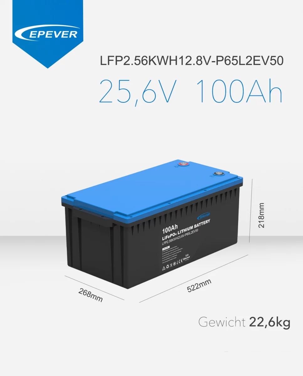 EPEVER® LiFePO4 Batterij Geïntegreerde BMS, Bluetooth, APP, Heating Module 25,6V 100Ah 2.560Wh