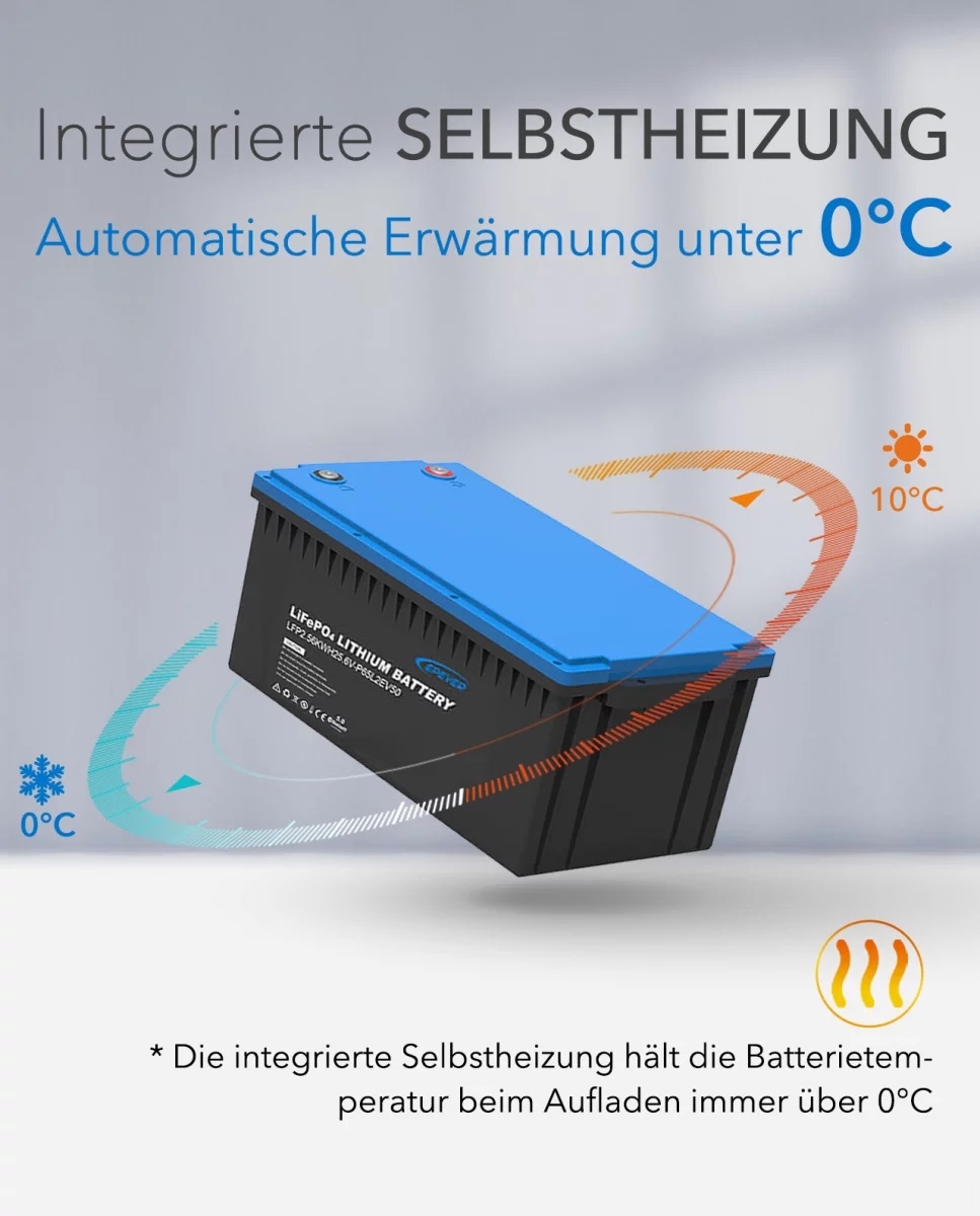 EPEVER® LiFePO4 Batterij Geïntegreerde BMS, Bluetooth, APP, Heating Module 25,6V 50Ah 1.280Wh