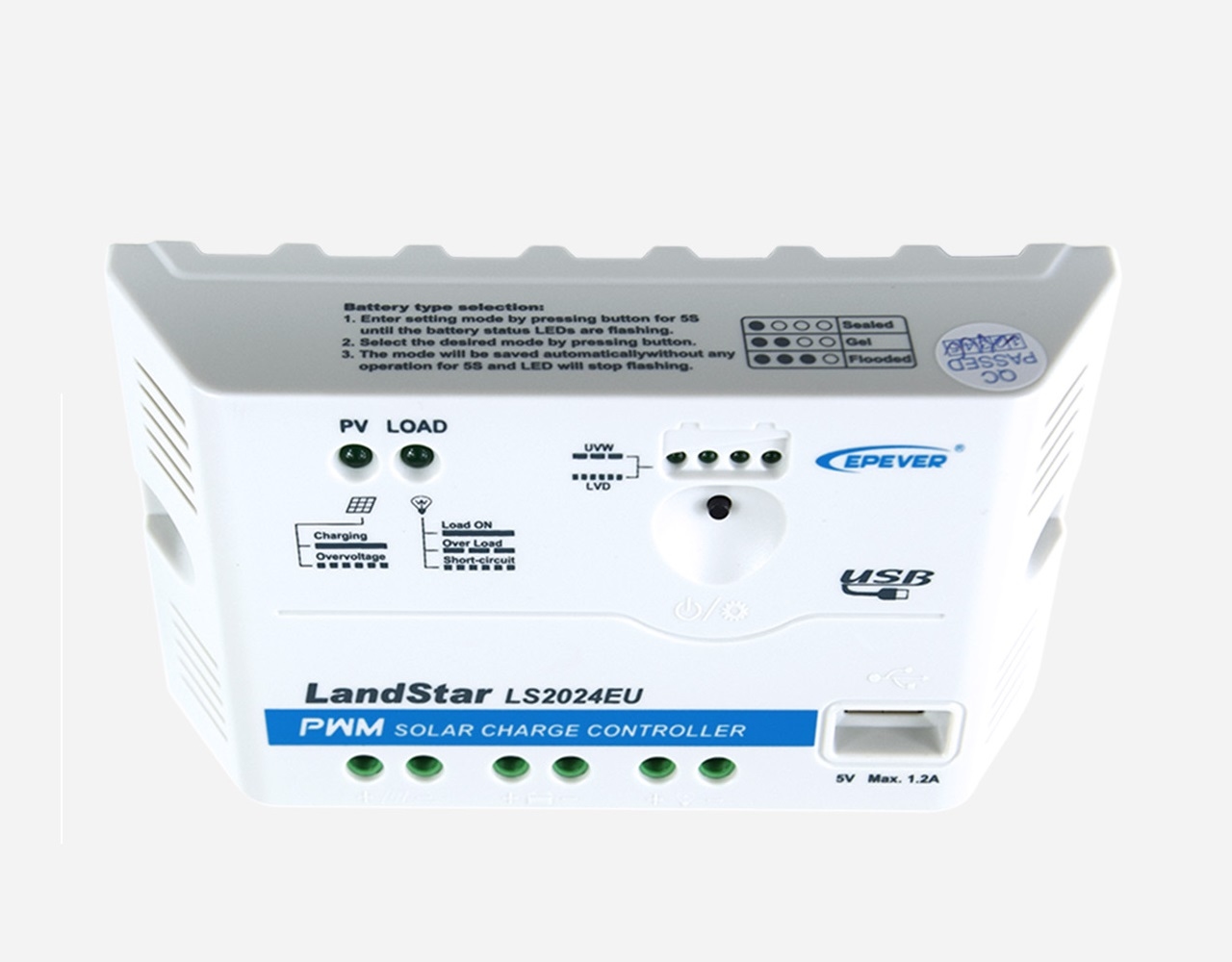 EPEVER® LS2024EU 12V/24V 20A Laadregelaar | USB Aansluiting (verwacht week 44)