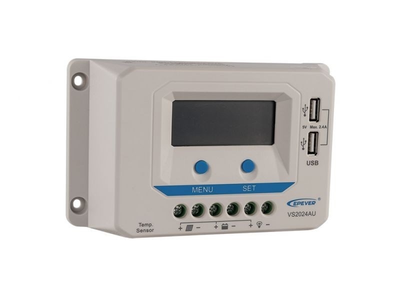 EPEVER VS2024AU 12V/24V 20A Laadregelaar | LCD Display & USB