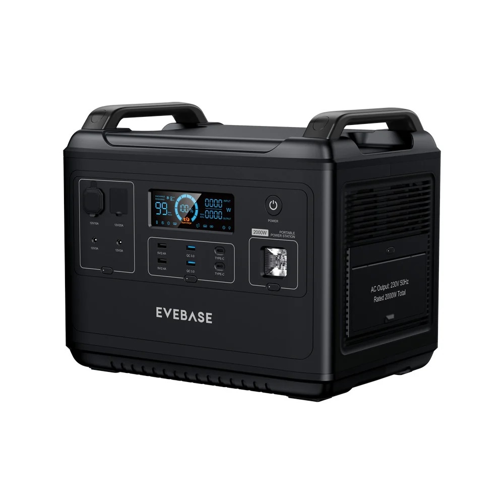 EveBase Move 2000 Draagbaar Powerstation 1997Wh (2,0kWh) AC Stopcontact 230V 2000W (4000W piek)