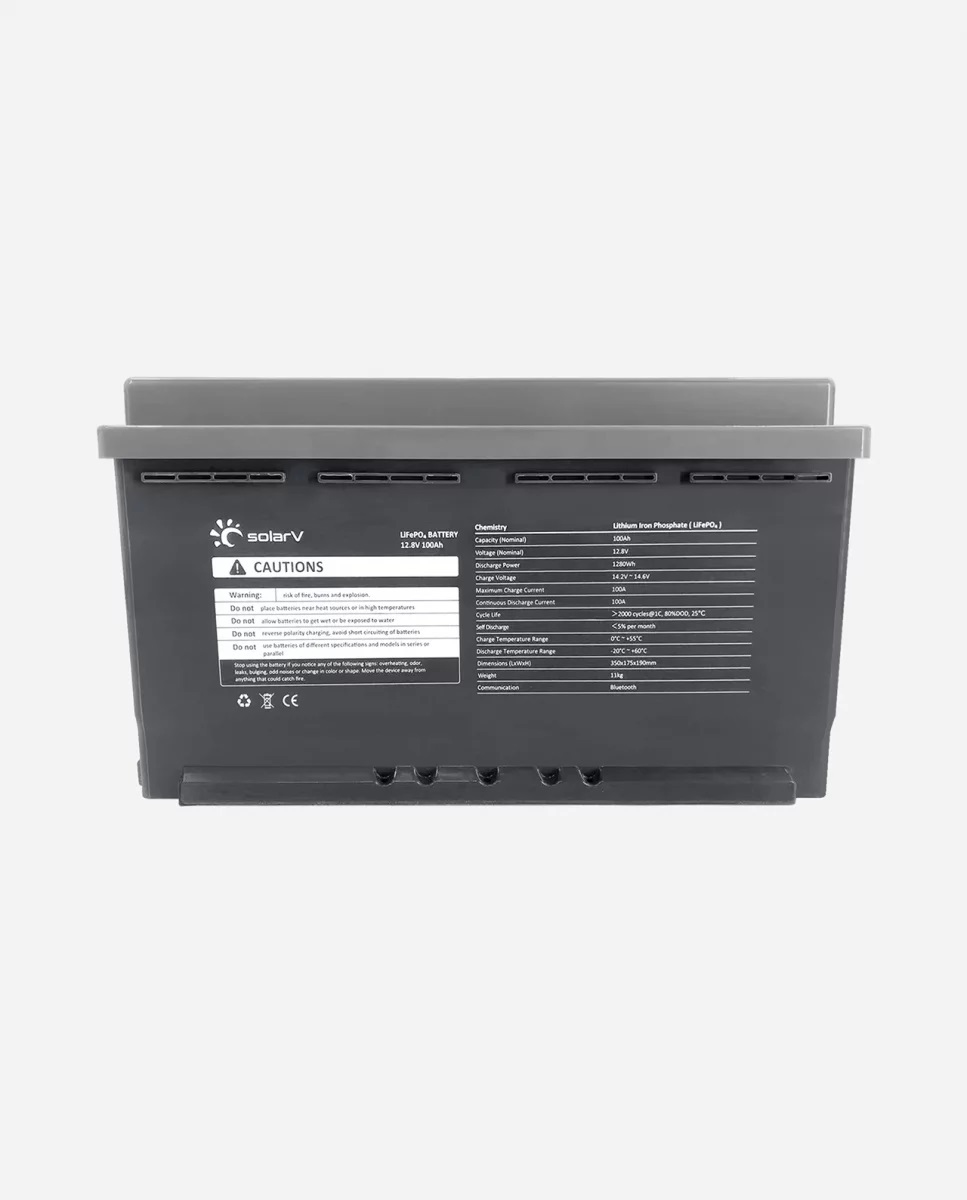 SolarV® LiFePO4 Batterij 12,8V 100Ah - Smart BMS Bluetooth
