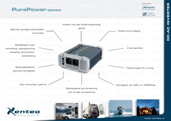 Xenteq PurePower PPI 1000-212 1000W Omvormer 12V naar 230V