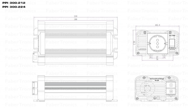 Xenteq PurePower PPI 300-212 300W Omvormer 12V naar 230V