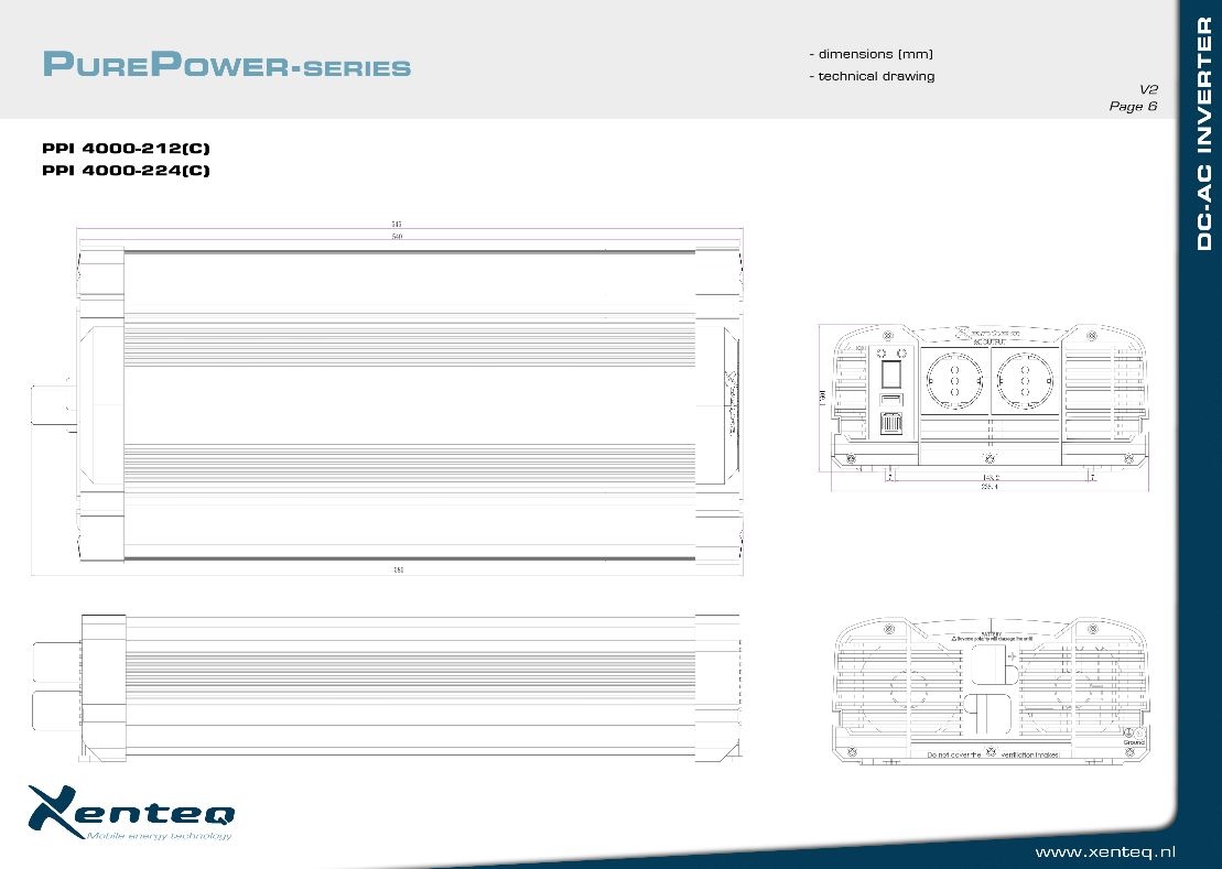 Xenteq PurePower PPI 4000-212 4000W Omvormer 12V naar 230V